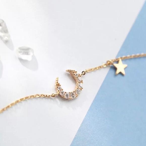 CZ Gold Moon & Star Bracelet - Picture 4 of 6